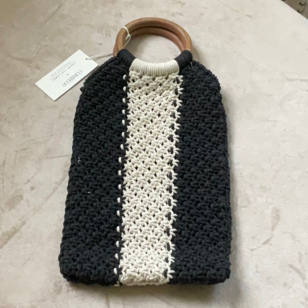 Laude The Label NWT Gabby Mini Macrame Bag Classic Black & Tan
